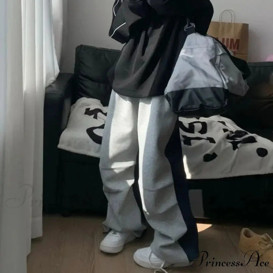 Y2K Patchwork Baggy Trousers Large Trousers pants-241228