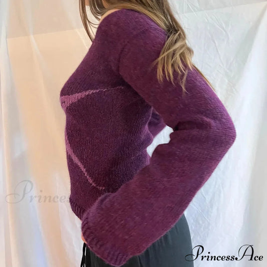 Y2K Retro Off Shoulder Form-Fitting Stylish Knit Top knittop-250126