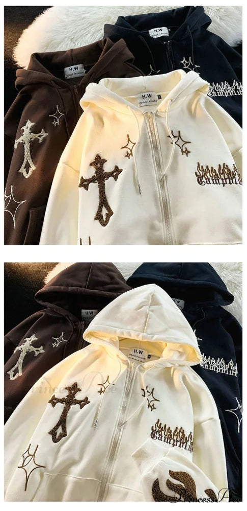Y2k Rhinestone Skeleton Goth Hoodie Sweatshirts & Hoodies-L
