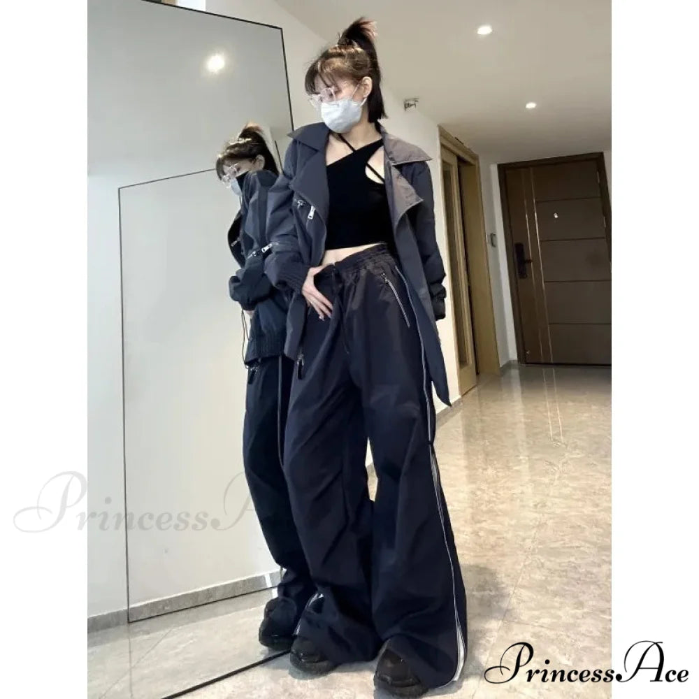 Y2K Spacious Leg Cargo Sweatpants Trousers pants-241228