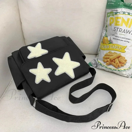 Y2K Stellar Design Crossbody Shoulder Bag Black shoulder-250126