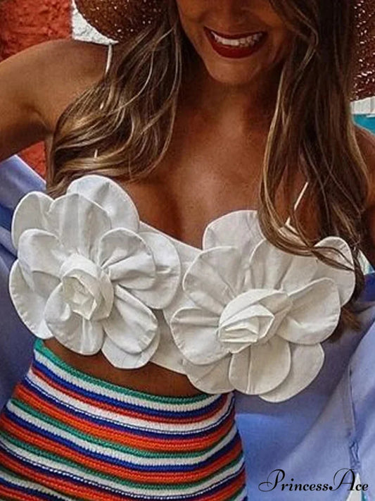 Y2K Uncovered Rear 3D Blossom Sleeveless Crop Top croptop-250126