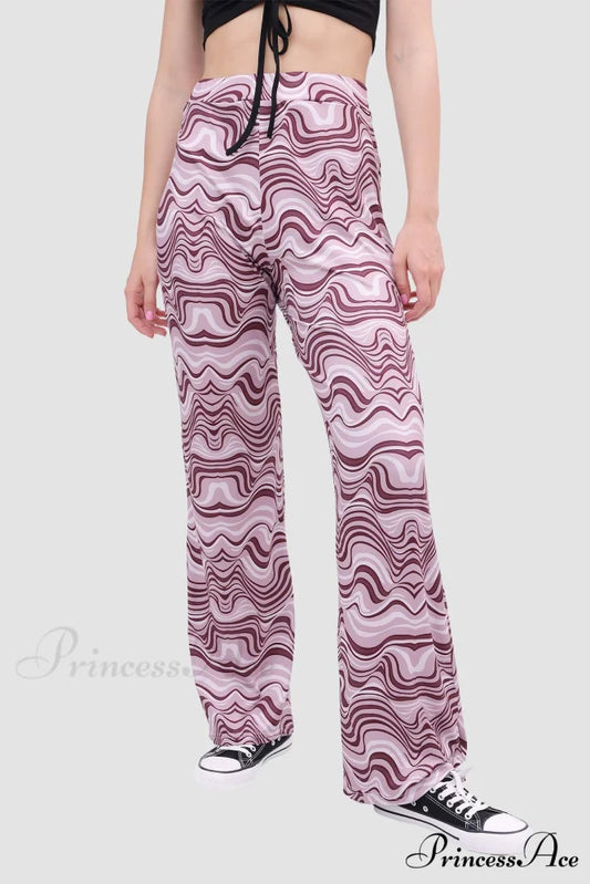Yoga Water Pants Flared with Ripple Design Purple / S