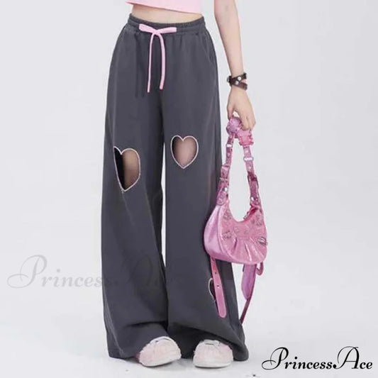 Youth Retro Affection Informal Straight Trousers Gray / S pants-241228
