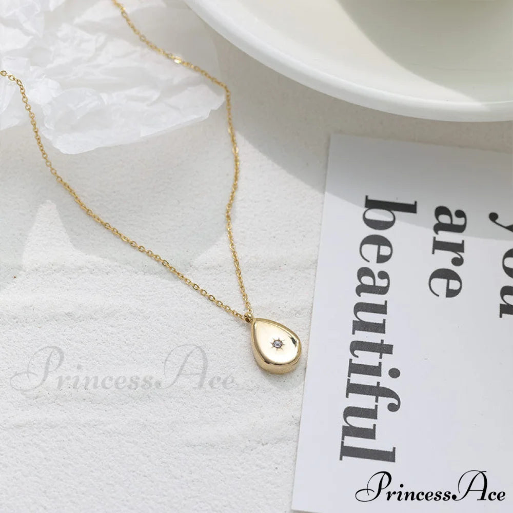 ZIircon Inlaid Temperament 14K Gold Clavicle Necklace
