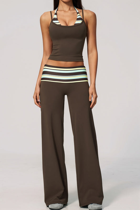 Stripe Printed Wide Leg Pants Set