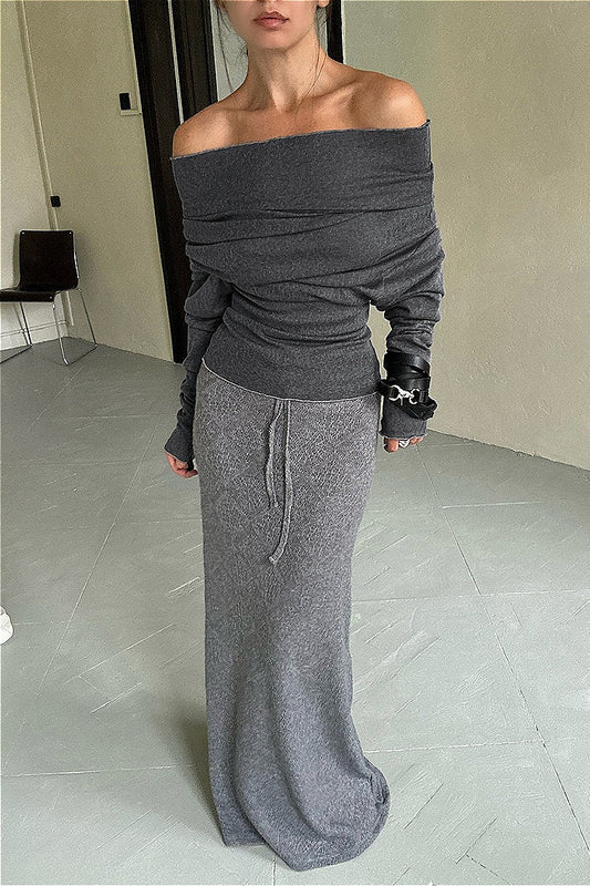 Vintage Off-Shoulder Cinched Chic Blouse