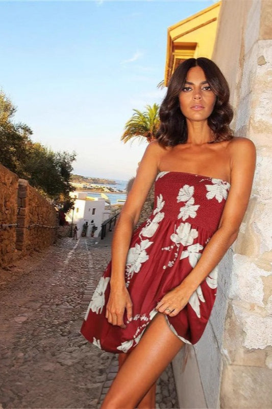 Bohemian Floral Bandeau Beach Boho Dress