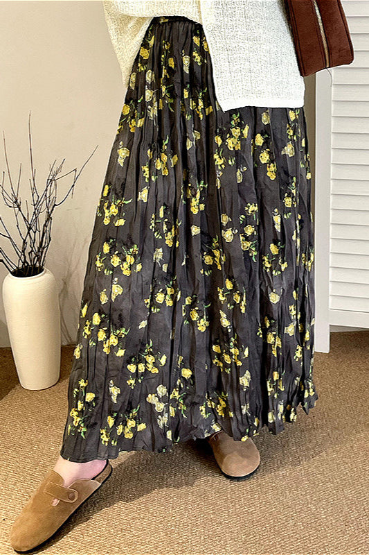 High Waist Plus Size Floral A Line Skirt