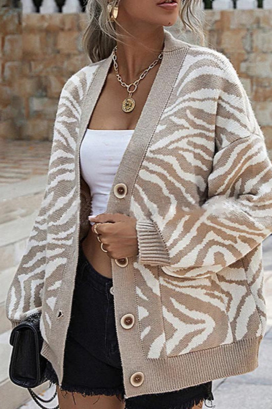 Casual Knit Animal Style Cardigan