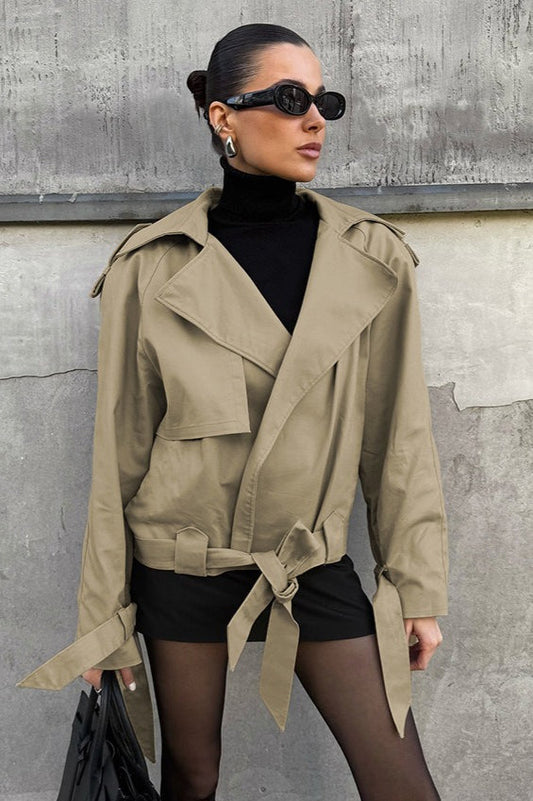 Vintage Khaki Belted Trench Jacket