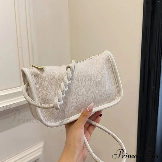 100% Genuine Bovine Hide Leather Crossbody Purse Beige / 22x8x14cm shoulder-250126