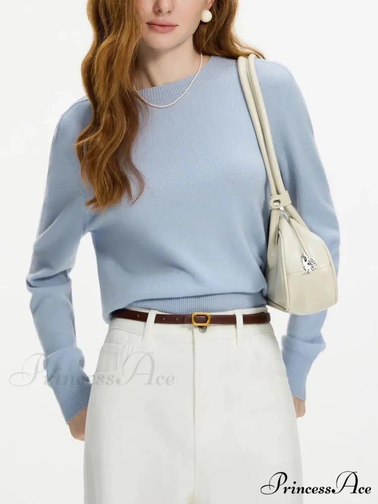 100% Wool Uninterrupted Crew Neck Pullover swraters-241228