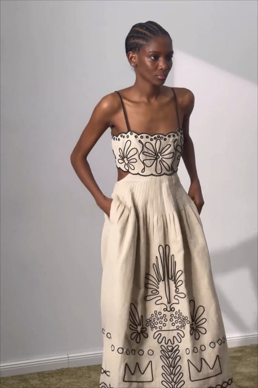 Printed Wide Hem Maxi Boho Dress