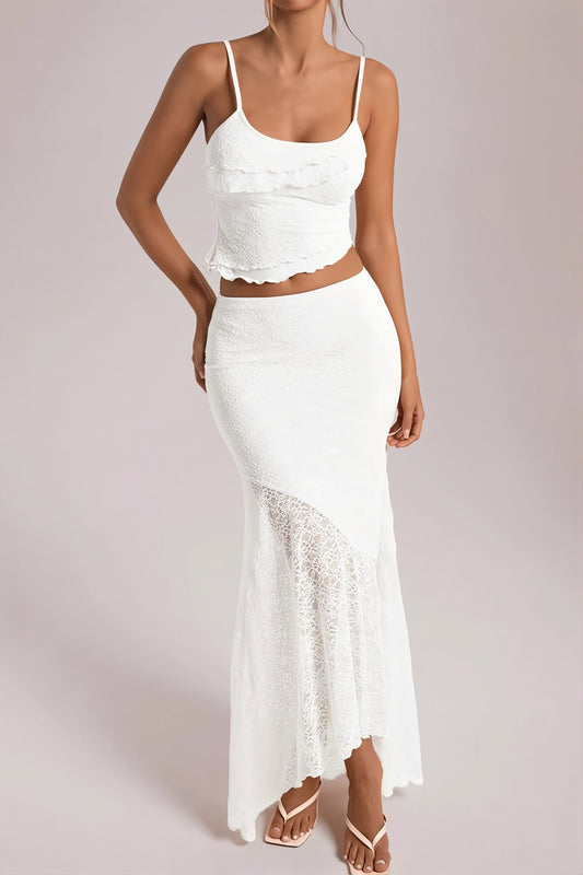 Baroque Lace Mermaid A Line Maxi Two Piece Set