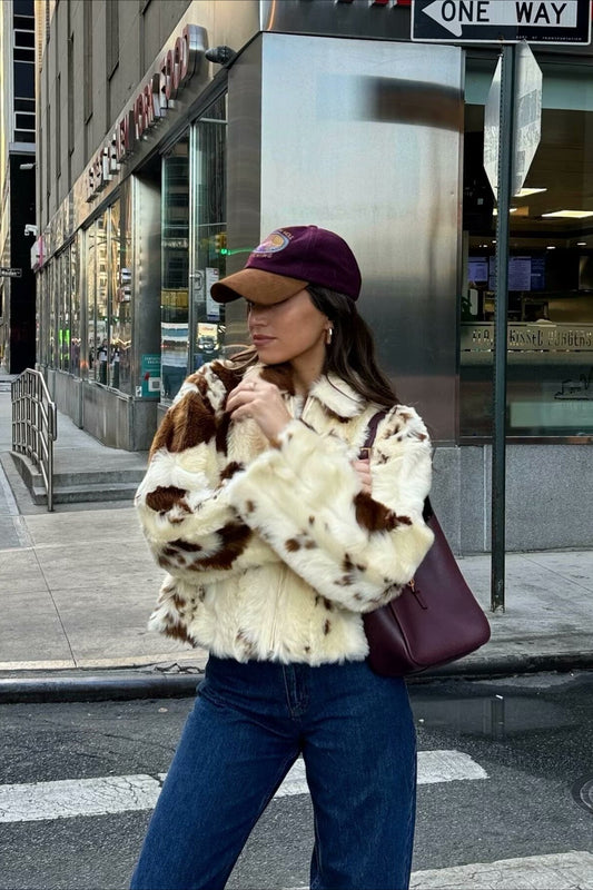 Stylish Leopard Print Faux Fur Coat