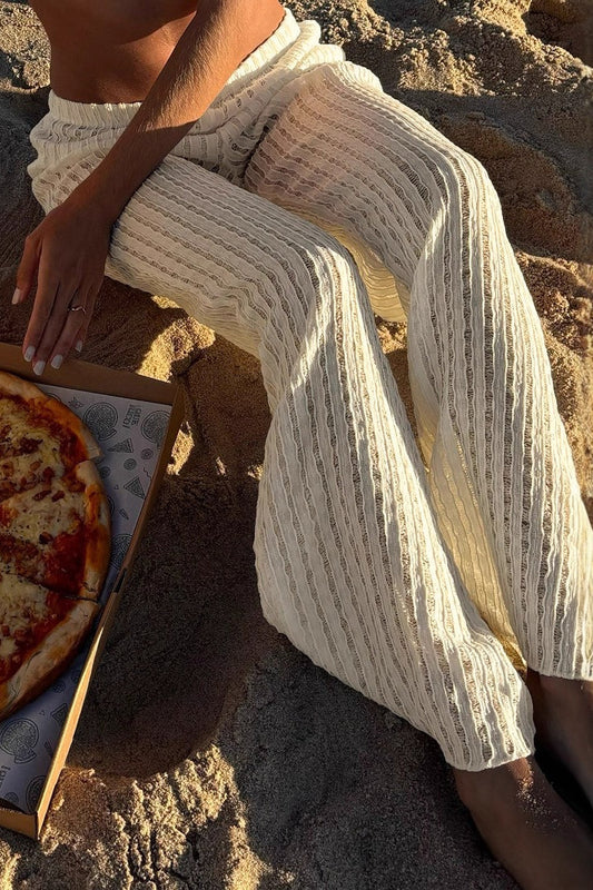 Textured Knit See Through Loose Pants