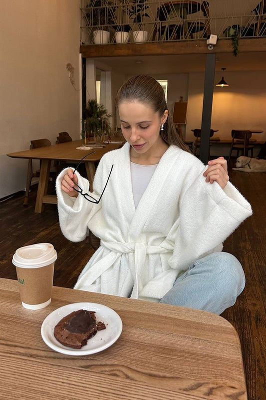 Vintage Tie-Waist Wool Blend Midi Coat