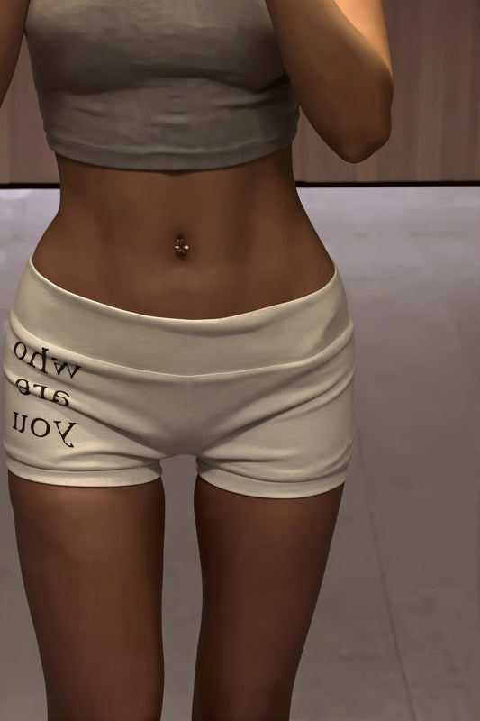 Letter Print Elastic Waist Shorts