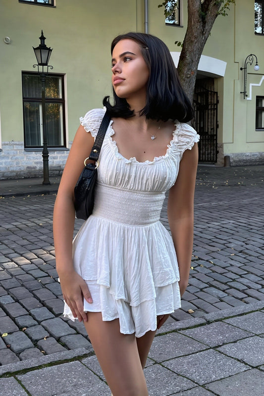 Embroidered Off Shoulder Wrap Mini Dress