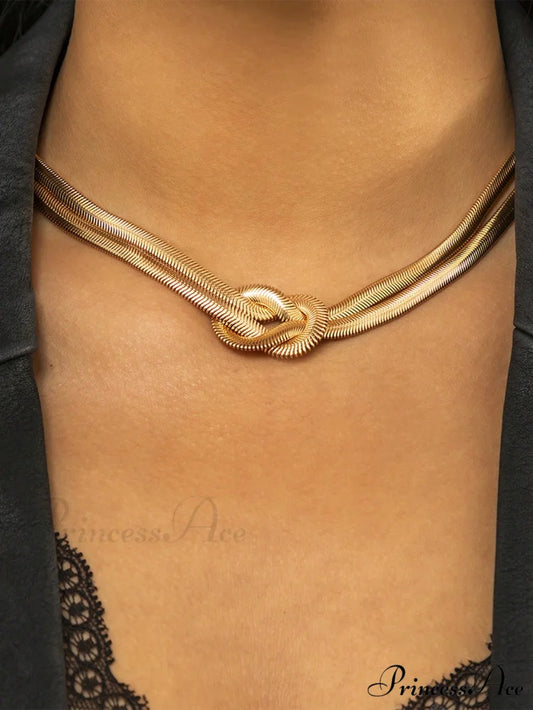 1pc Minimalist Knot Decor Layered Chain Necklace