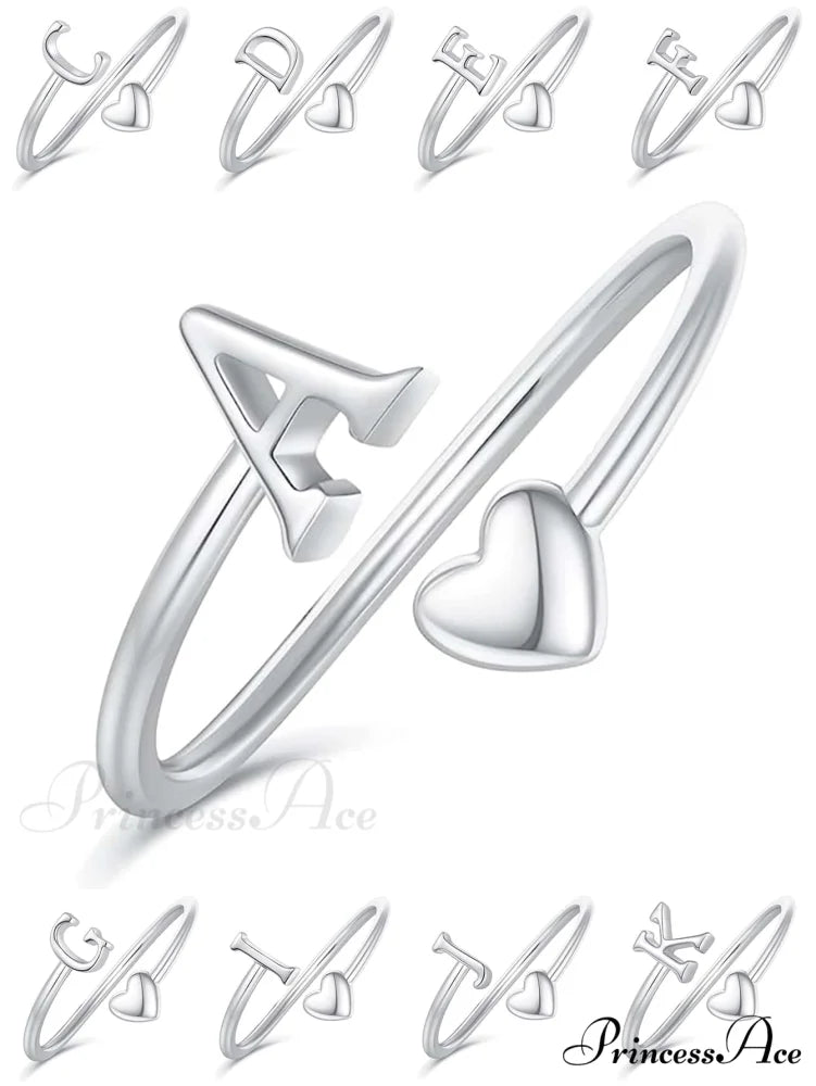 1pc Minimalist Style Heart Shaped Glittery Ring Silver / A