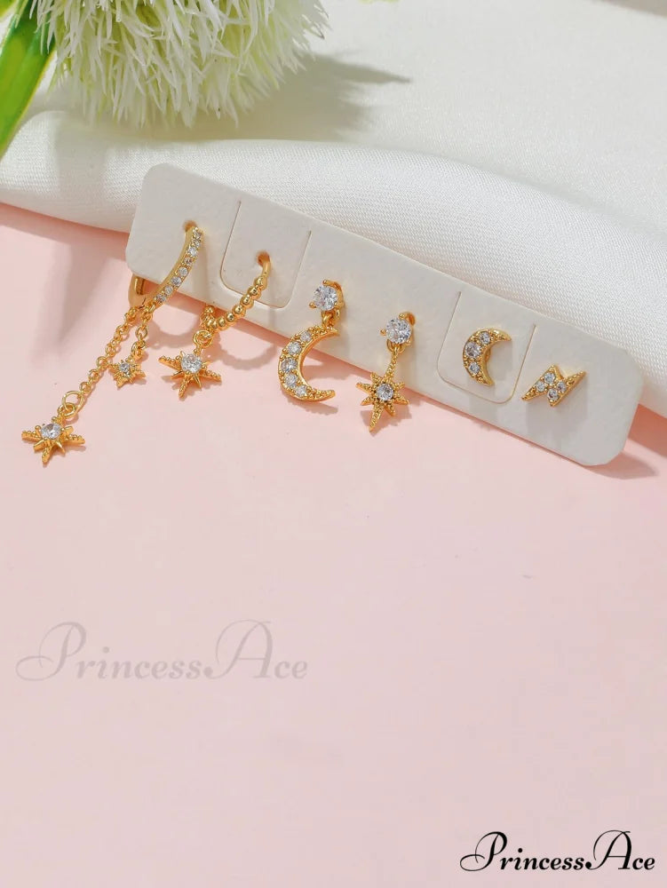 1set Women’s Golden Fashionable Single Earrings
