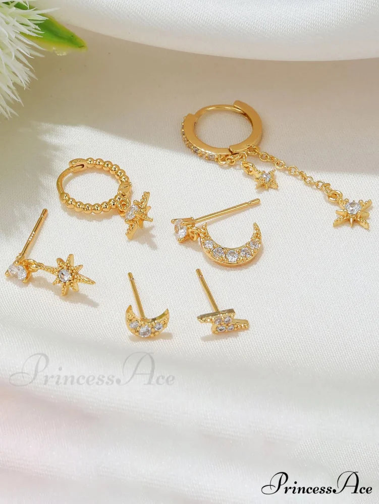 1set Women’s Golden Fashionable Single Earrings