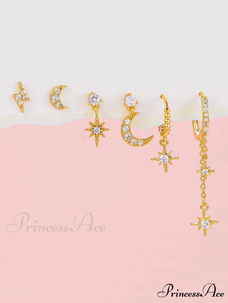 1set Women’s Golden Fashionable Single Earrings