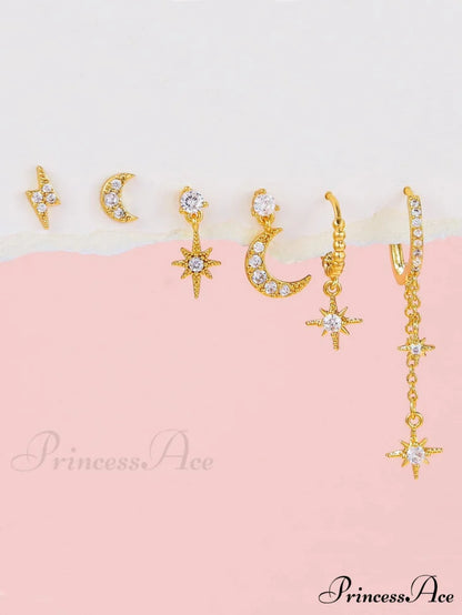 1set Women’s Golden Fashionable Single Earrings
