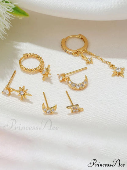 1set Women’s Golden Fashionable Single Earrings