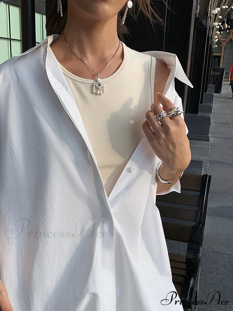 2 In 1 Trendy Oversized Button Down Shirt