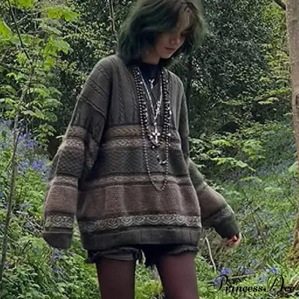 2000s Retro Striped Y2K Preppy Fashion Jumper swraters-241228