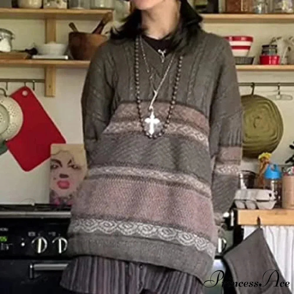 2000s Retro Striped Y2K Preppy Fashion Jumper swraters-241228