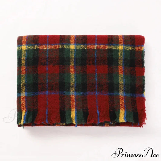 2022 Stylish Tartan Cashmere Scarf Red scarf-241228