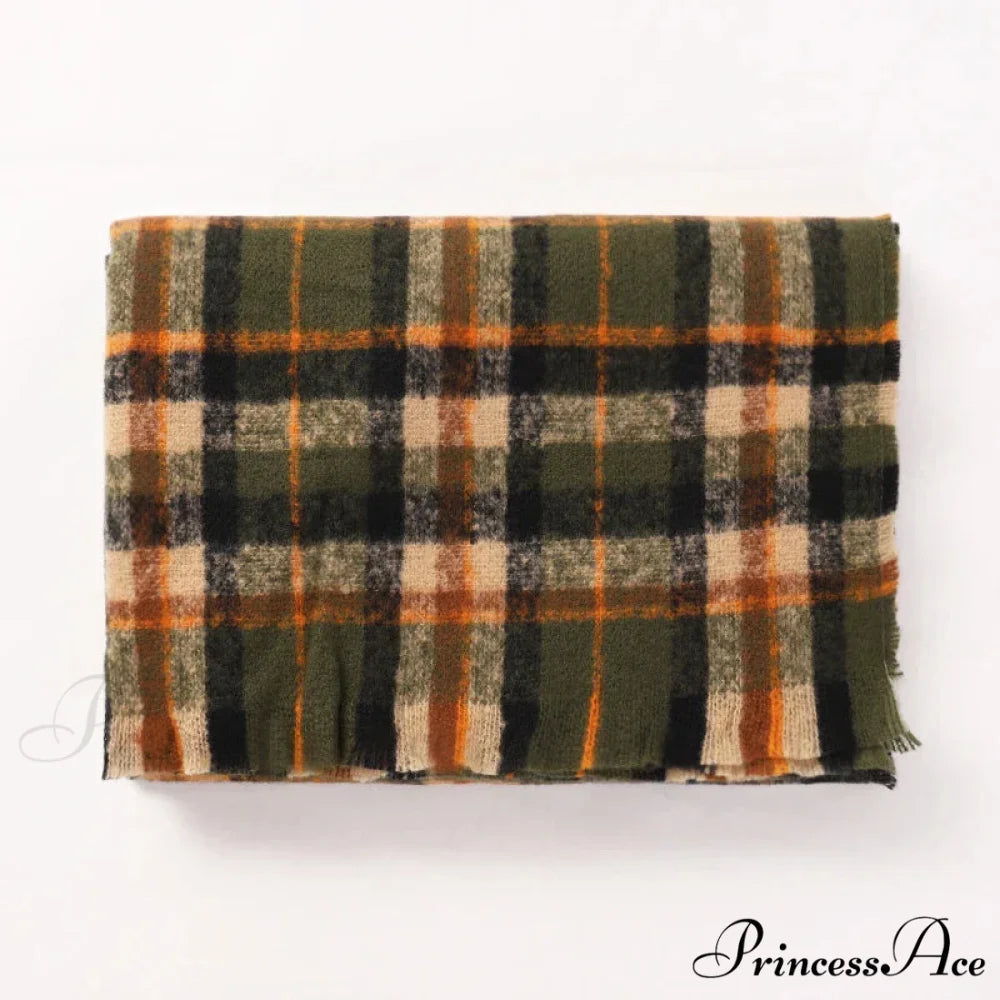 2022 Stylish Tartan Cashmere Scarf Yellow scarf-241228