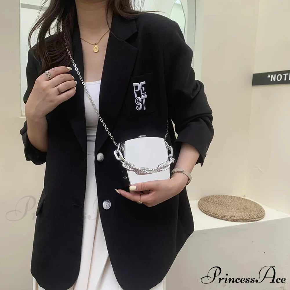 2022 Trend Designer PVC Container Clutch Purse Silver clutchbag-250126