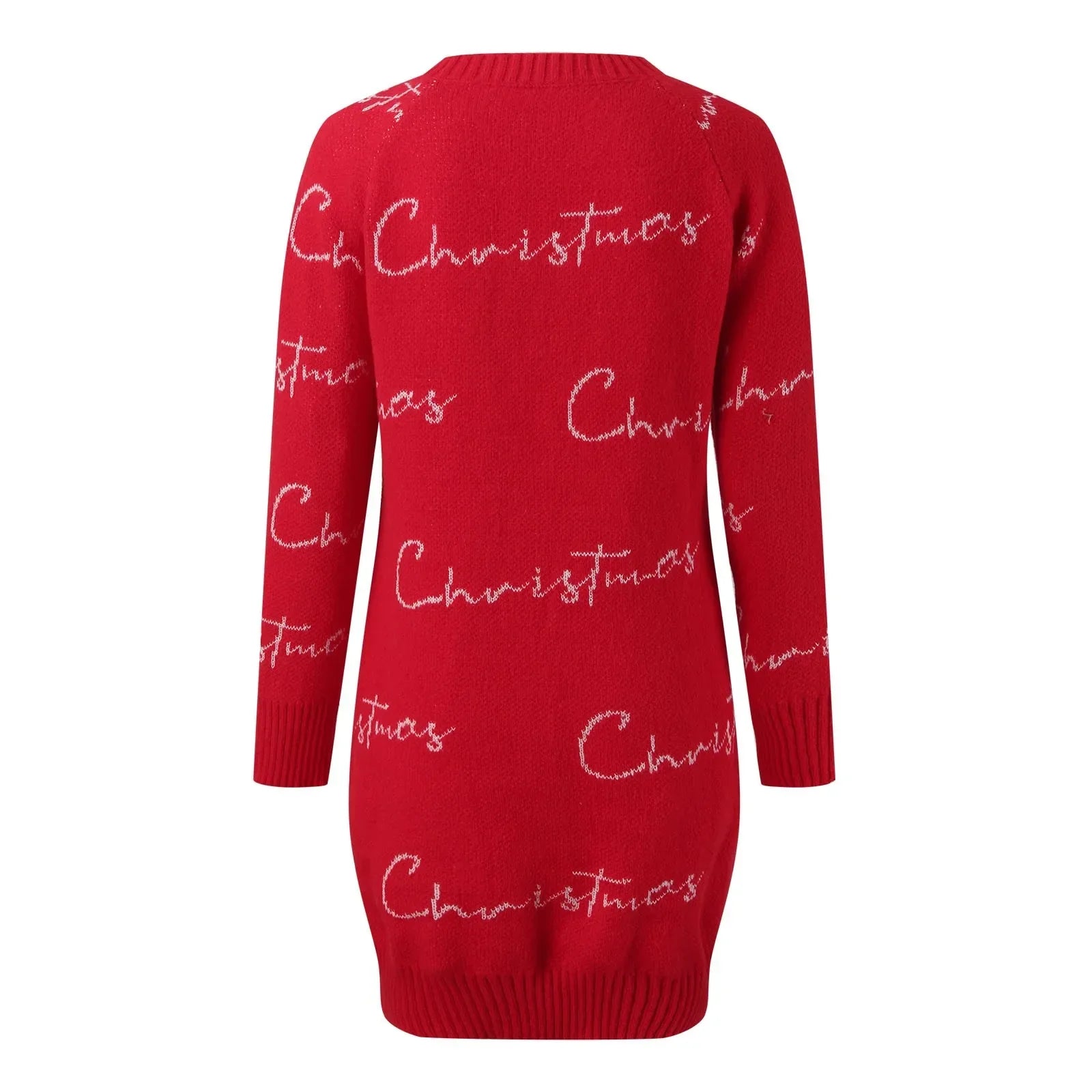 Elegant Full Sleeve O-Neck Casual Jacquard Dress Christmas Sweater Sweaters-L