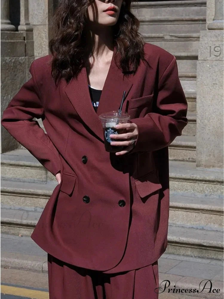 2024 Autumn Solid Loose Double Breasted OverFashion Suit