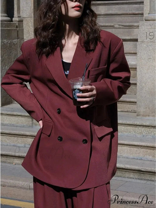 2024 Autumn Solid Loose Double Breasted OverFashion Suit