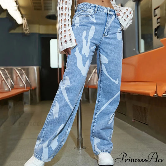 2024 Booty Chic Blue Streetwear Denim Jeans Light Blue / XS