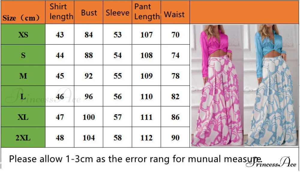 2024 Design Mid Warm-Season Autumn Wide Piece Suit Sets Arm Women’s Flowered Two Blouse Casual Leg Pant 2pcs Set