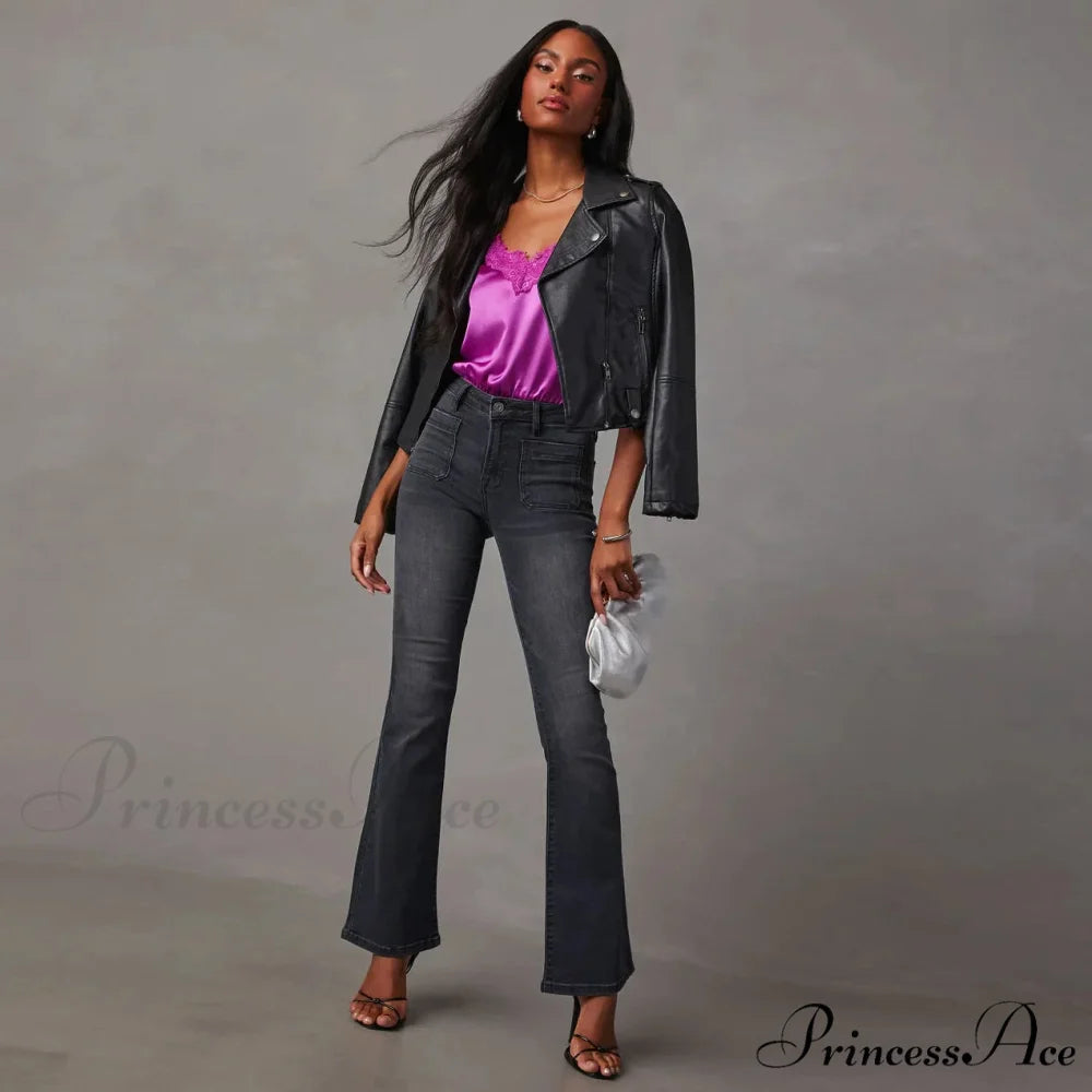 2024 High Stretch Flare Women Boot Cut Fashion Slim Denim Flare Pants Autumn Winter Casual Ladies Trousers S-2XL Jean