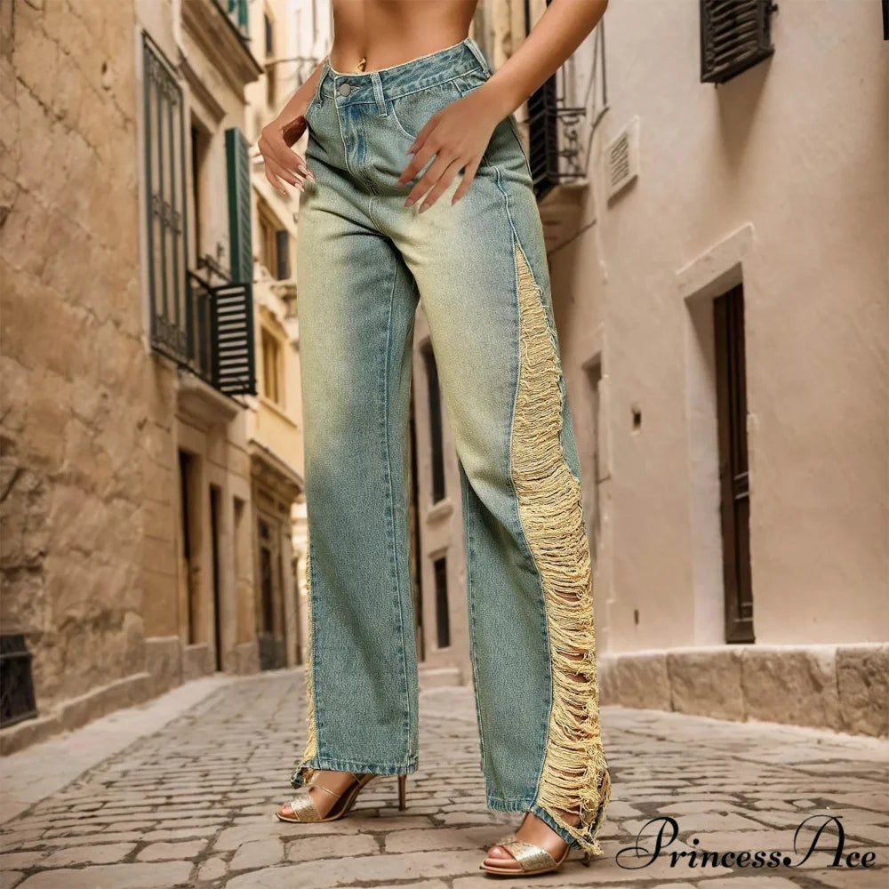 2024 High Waist Stretchy Denim Jeans Light Blue / XS