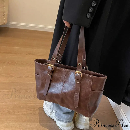 2024 Korean Vintage Faux Leather Shoulder Bag shoulder-250126
