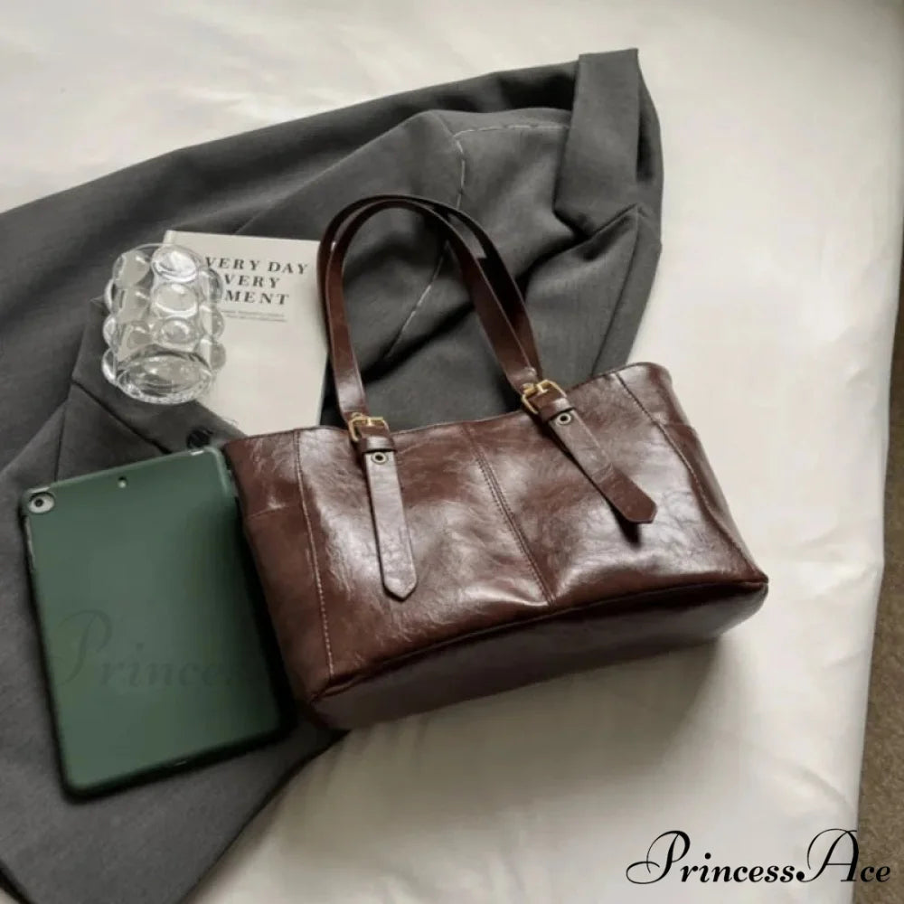 2024 Korean Vintage Faux Leather Shoulder Bag shoulder-250126