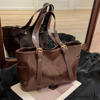 2024 Korean Vintage Faux Leather Shoulder Bag shoulder-250126