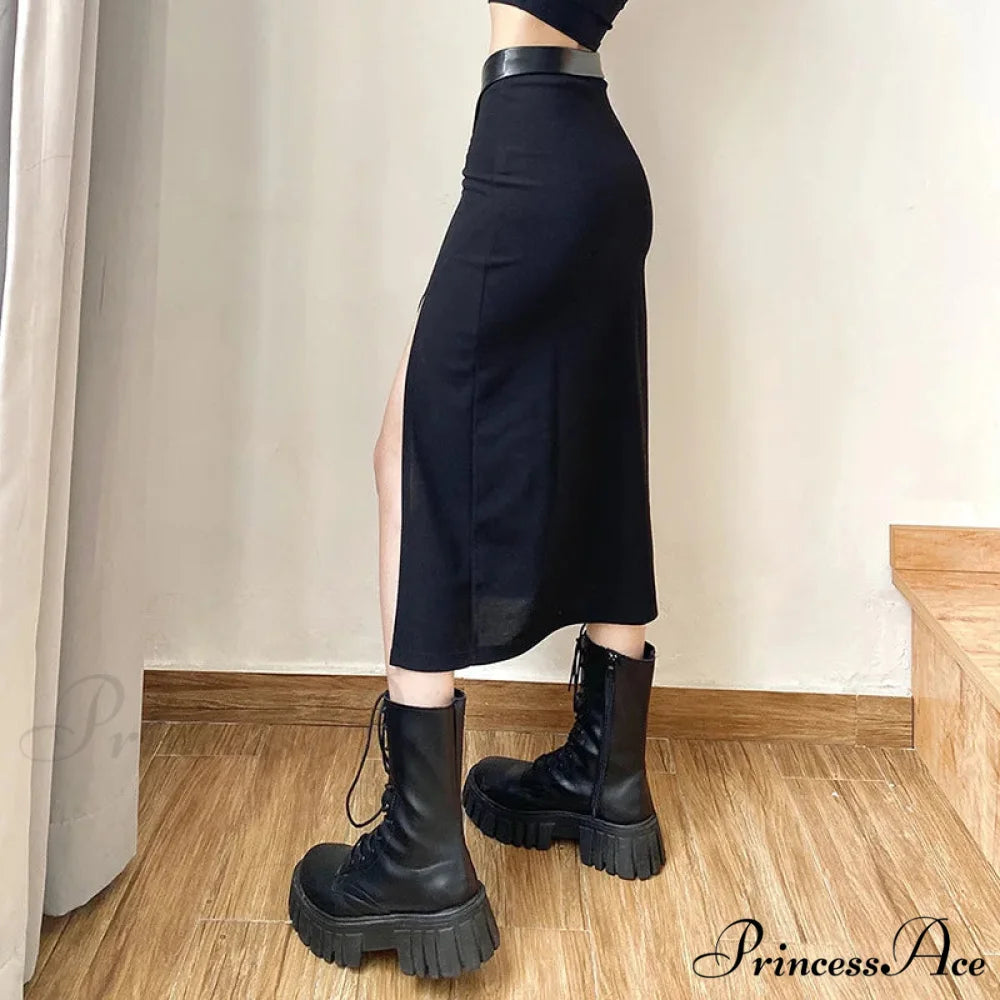 2024 New Black Sexy Irregular Women Summer Charm Split Long Slim Party Bodycon Skirt
