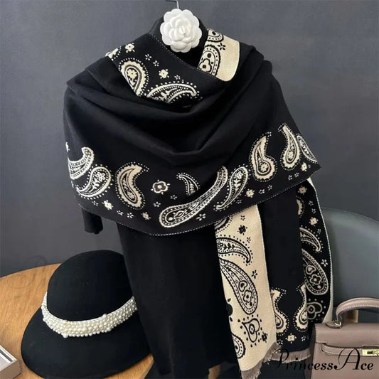 2024 New Year’s Crimson Cashmere Scarf black1 scarf-241228