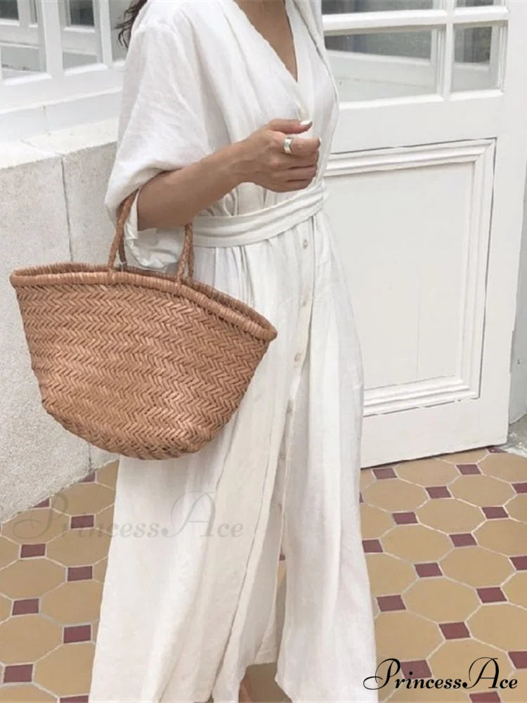 2024 Spring Linen Trendy Female Fashion Korean Sleeved Autumn Solid Blouse Gown Loose Folded Long Fitting Clothing